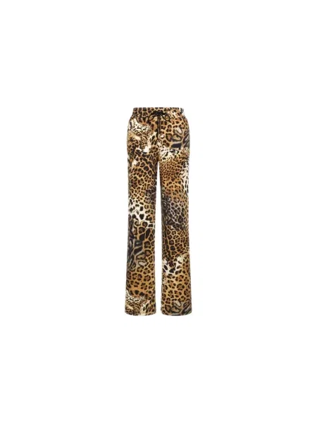Spodnie Roberto Cavalli z nadrukiem w panterkę brązowe