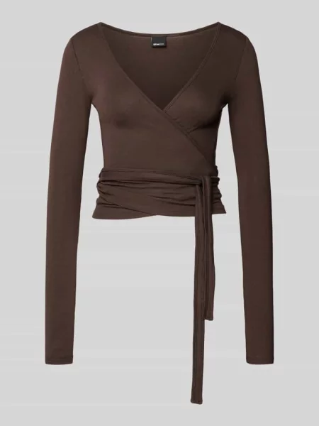 Bluzka z długim rękawem o kroju slim fit z Mieszanka Model Soft' Gina Tricot