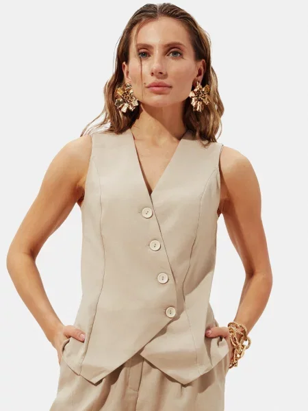 Жилет класичний Seventeen льон/віскоза бежевий