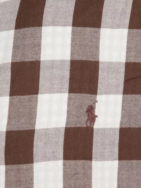 Pletená kostkovaná košile Polo Ralph Lauren s kapucí hnědá