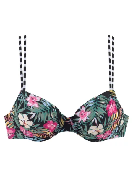 VENICE BEACH Sutien costum de baie negru / verde / roz alb