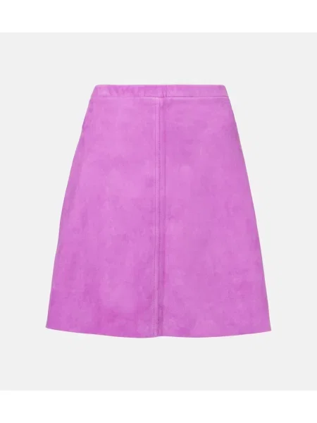 Fustă Stouls din piele de căprioară roz