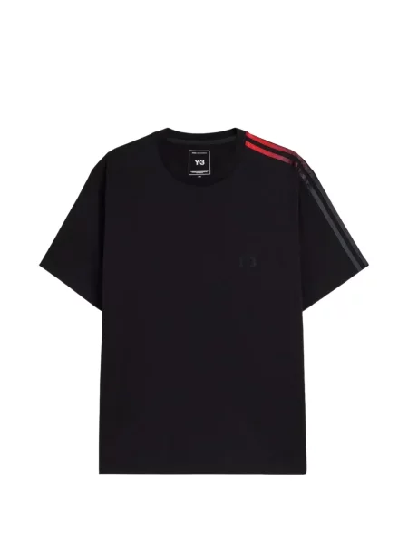Pruhované tričko Y-3 s potiskem černé