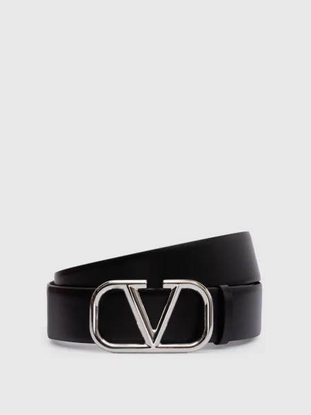 Шкіряний з логотипом Valentino чорний