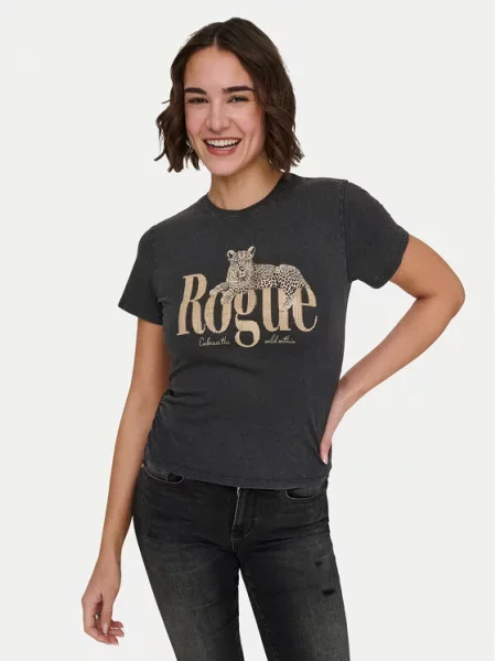 ONLY Tricou ONLLUCY maro deschis negru