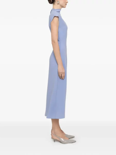 Rochie midi Nissa cu volane în linie A albastru