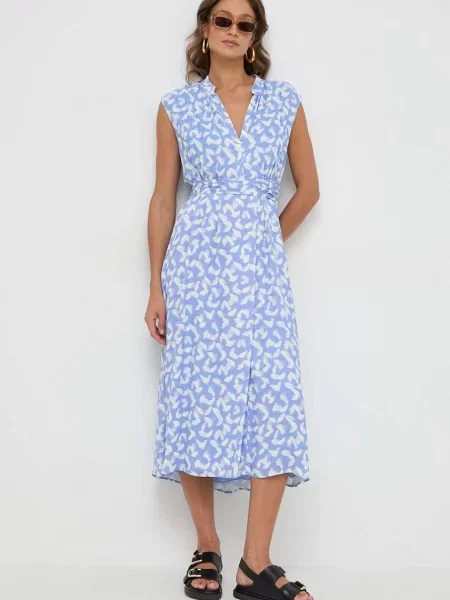 BOSS rochie maxi evazati albastru