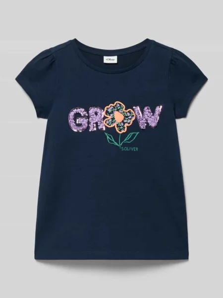 T-shirt o pudełkowym kroju a z czystej bawełny S.oliver Red Label granatowa