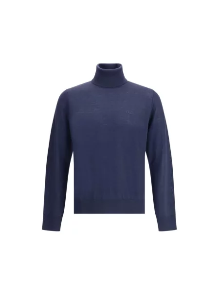 Sweter z golfem Dsquared2 wełniany do golfa niebieski