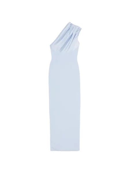 Rochie maxi Solace London drapată cu un umăr gol albastru