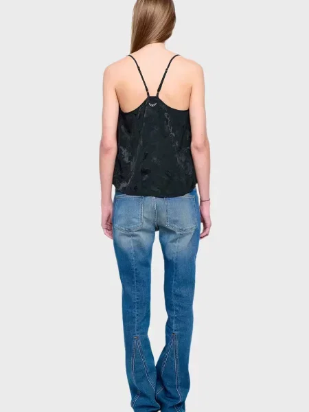 Шелковый топ Zadig&voltaire с принтом черный