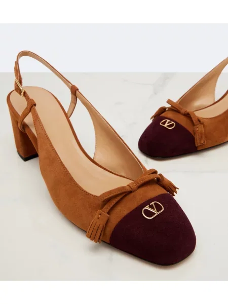 Pantofi cu toc Valentino Garavani din piele slingback maro