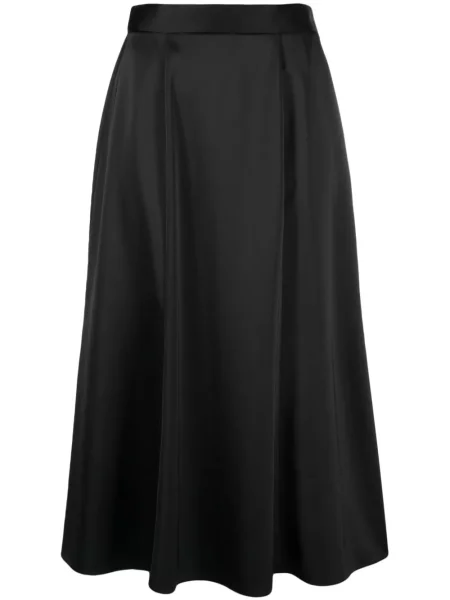 Fustă midi Roberto Collina din satin în linie A negru