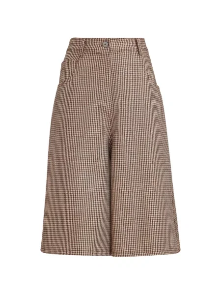 Pantaloni scurți Brunello Cucinelli de lână cu model pepito maro