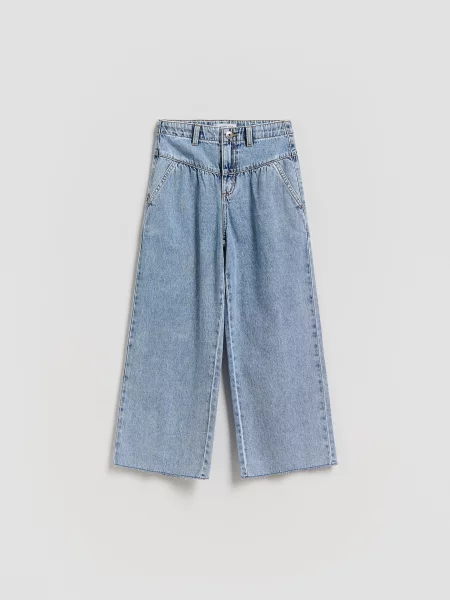 Reserved Jeansy wide leg niebieski