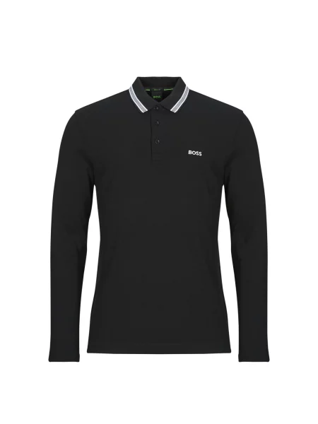 Polo majica Boss z dolgimi rokavi črna