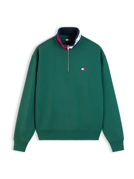 Tommy Jeans Hanorac Verde închis alb