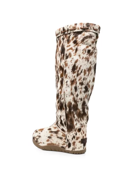 Botine Ugg cu șireturi din dantelă alb