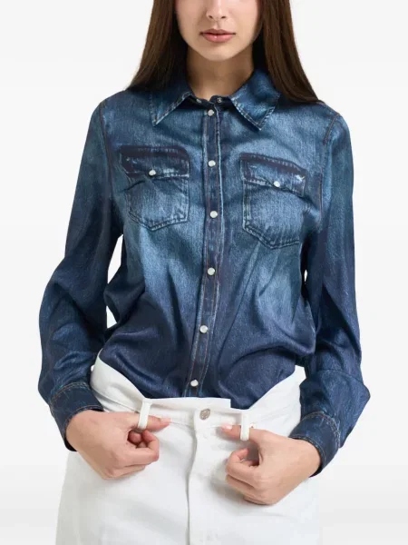 Długa koszula Liu Jo z kieszeniami na rękawach niebieska