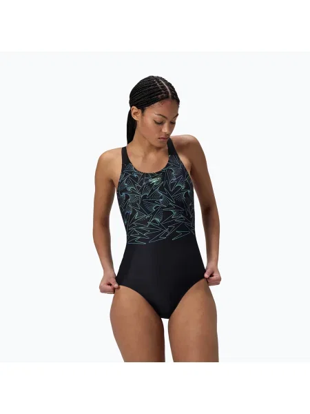 Costum de baie întreg pentru femei Speedo HyperBoom Placement Muscleback alfalfa green verde
