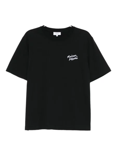 Tričko Maison Kitsuné s výšivkou černé