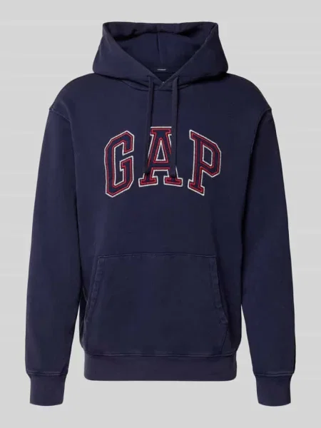Bluza z kapturem z logo i kieszenią kangurką Gap niebieska
