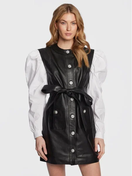 Custommade Кожена рокля Jada черен