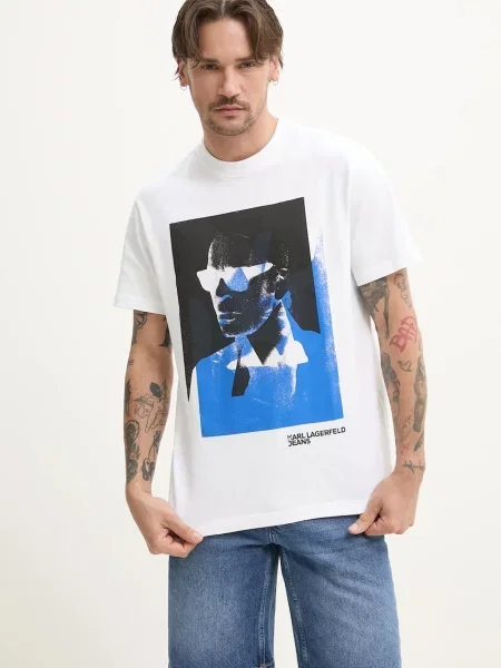 Тениска Karl Lagerfeld Jeans с принт бяло