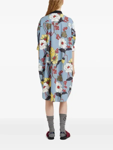 Rochie Marni cu model floral cu imagine de costum albastru