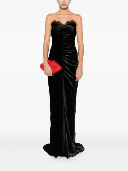Rochie Alessandra Rich cu funde de catifea negru