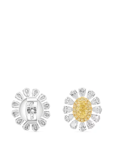 Диамант обеци Hyt Jewelry на цветя сребристо