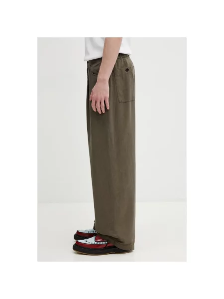 Undercover PANTS spodnie z dodatkiem lnu zielone