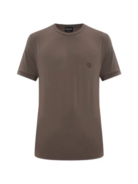 Tricou Giorgio Armani cu broderie maro