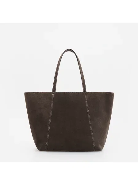 Reserved Semišová kabelka shopper tmavě šedá