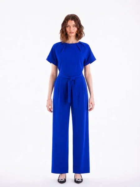 BIBI SAKALIEVA Salopeta Royal Blue Wide-Leg Jumpsuit regal albastru