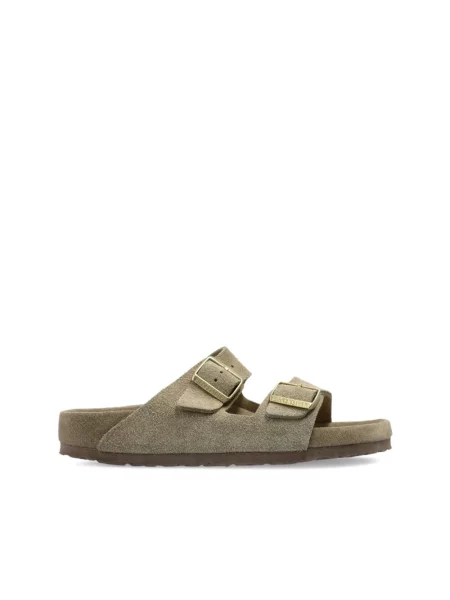 Klapki Birkenstock skórzane zielone