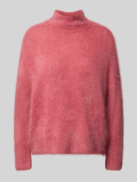 Sweter z dzianiny z kaszmiru ze stójką Hemisphere czerwony