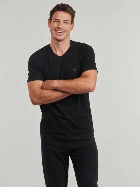 Tričko Emporio Armani lopatkový krk čierna