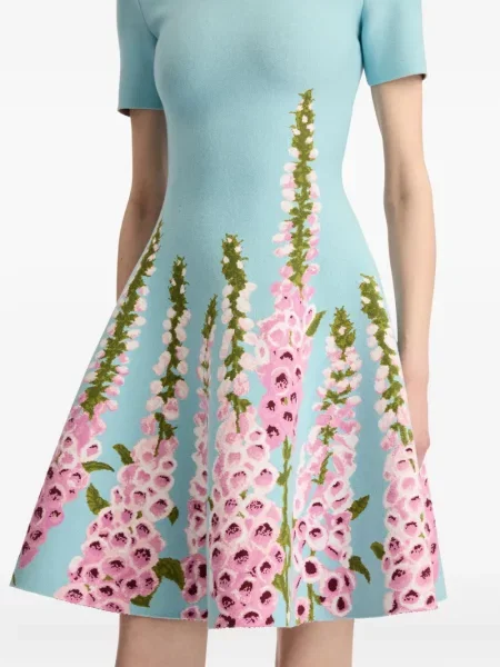 Rochie Oscar De La Renta din jacard de costum albastru