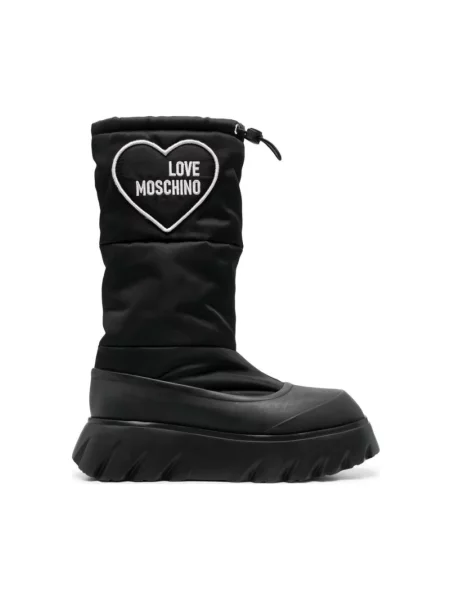 Buty do kostki Love Moschino w serca ocieplane czarne