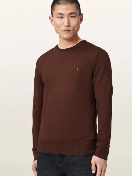 AllSaints pulover pentru bărbați din lână merino maro
