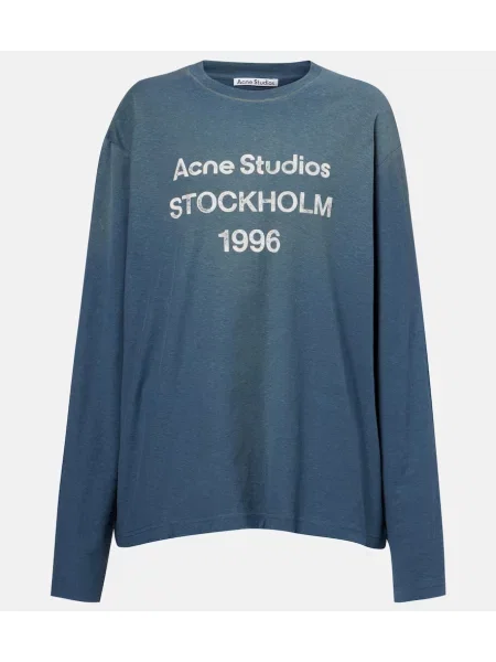 Tricou Acne Studios zdrențuiți din jerseu albastru