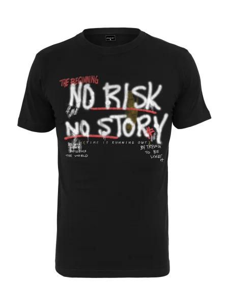Mister Tee Tričko No Risk No Story olivová / červená / černá bílá