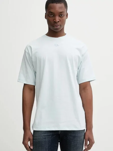 Diesel t-shirt T-LUCIEN-IHBI turkusowy gładki