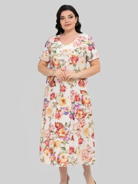 Сукня міді All Posa молочний віскоза/модал