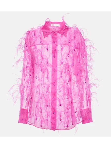 Jedwabny top Valentino różowy