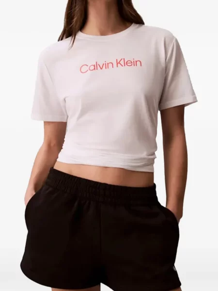 Kratak majica Calvin Klein s printom bijela
