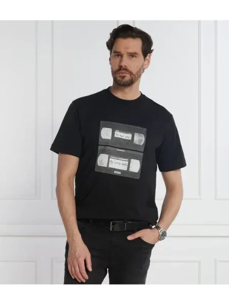 BOSS ORANGE Tricou TeRetroLeo | Relaxed fit negru