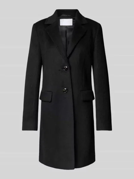 Płaszcz o kroju regular fit z dodatkiem wełny lana i kołnierzem z połami Jake*s Collection czarny