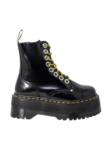 Botki Dr. Martens sznurowane skórzane na platformie czarne